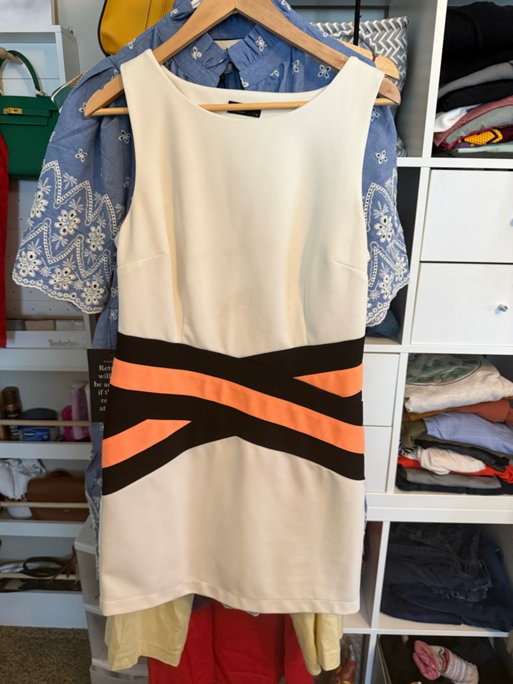 Vero Moda Bodycon Fluro Band Mini Dress with Black and Orange Stripe Detail